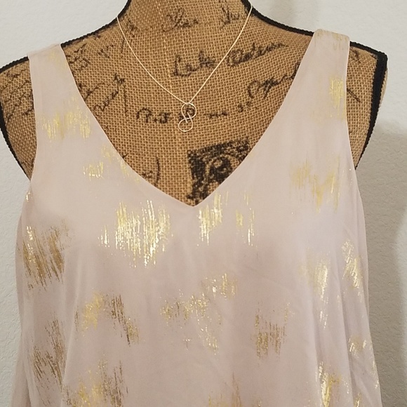 MIMI CHICA Gold shimmer streaked sleeveless top Small flowy - Picture 2 of 7